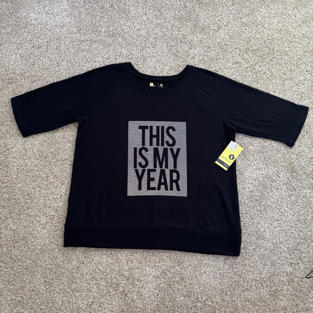 This Is My Year Xersion NWT Black Elbow Sleeve‎ Sweater Size XL